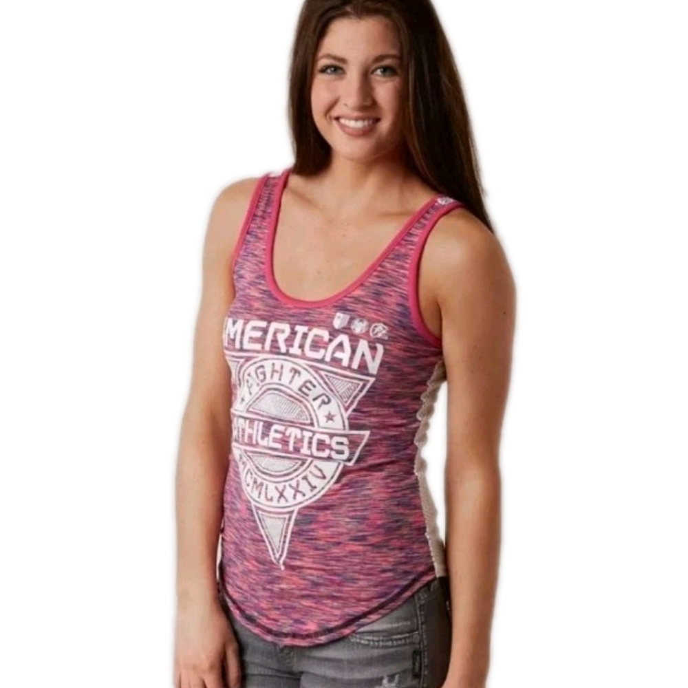 American Fighter Grove Tank Top In Hot Pink/white Size Small